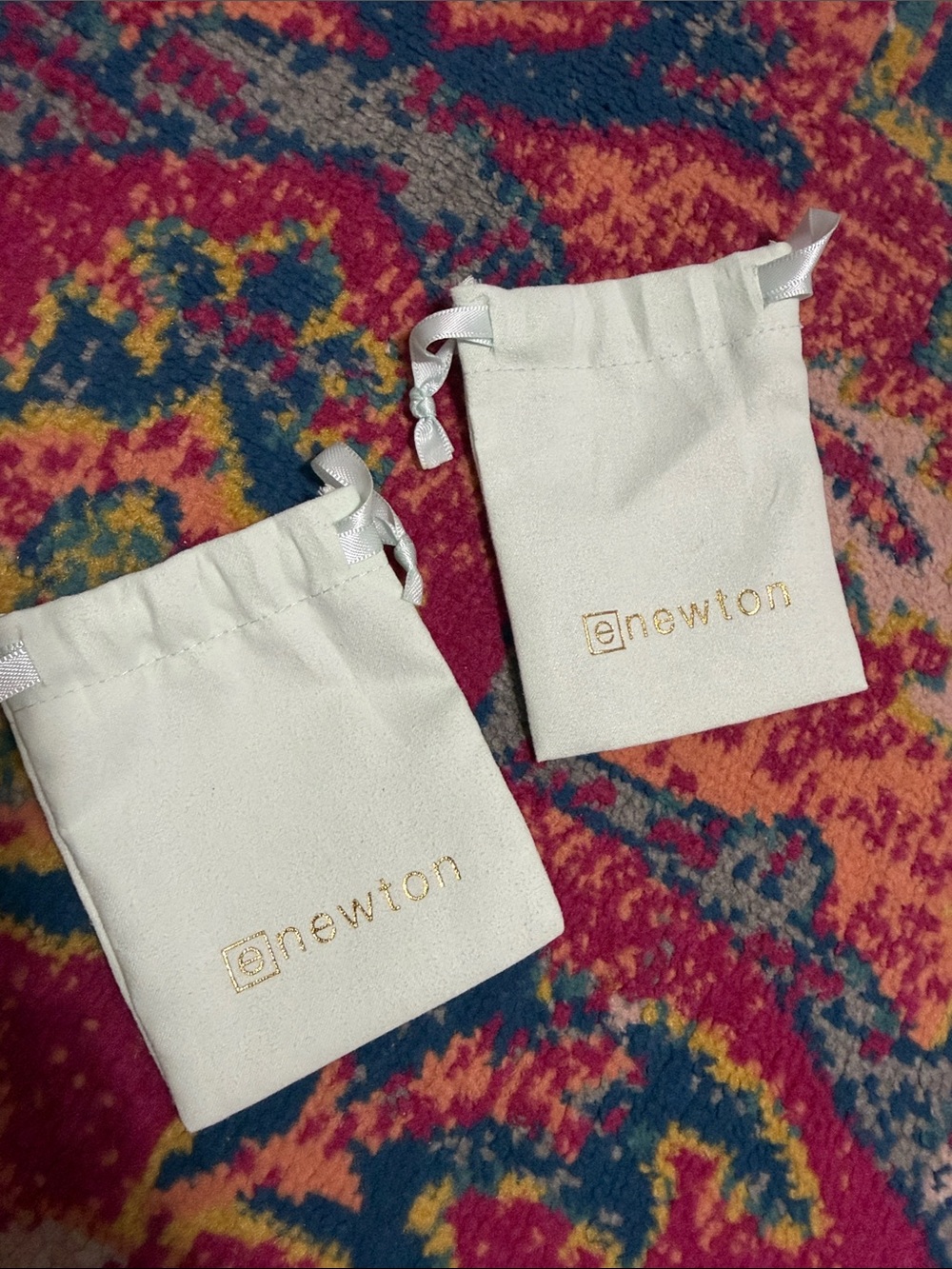 eNewton White Jewelry Pouch’s - Soft Drawstring Bags two